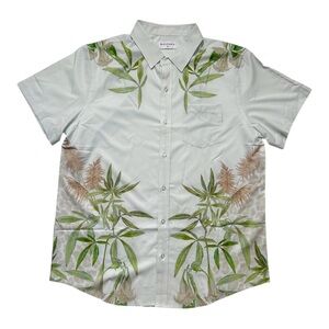 MAVRANS Greenery Button Up Shirt sz XL Short Sleeve Animal Print Coconut Husk